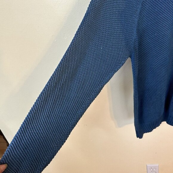 PERUVIAN CONNECTION Pima Cotton Teal Blue Crew Neck Pullover Sweater Large - Picture 4 of 9